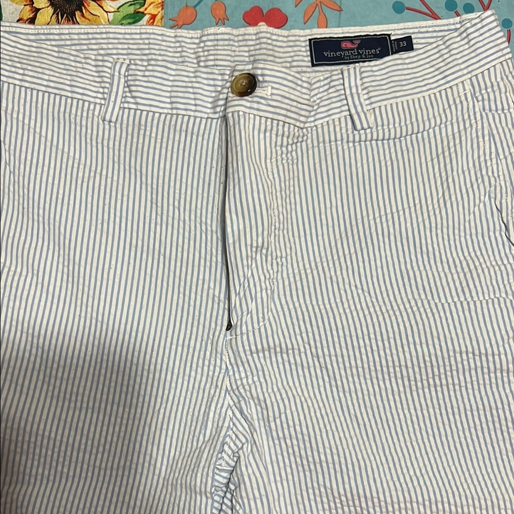 Vineyard Vines Light Blue and White Pinstripe Shorts